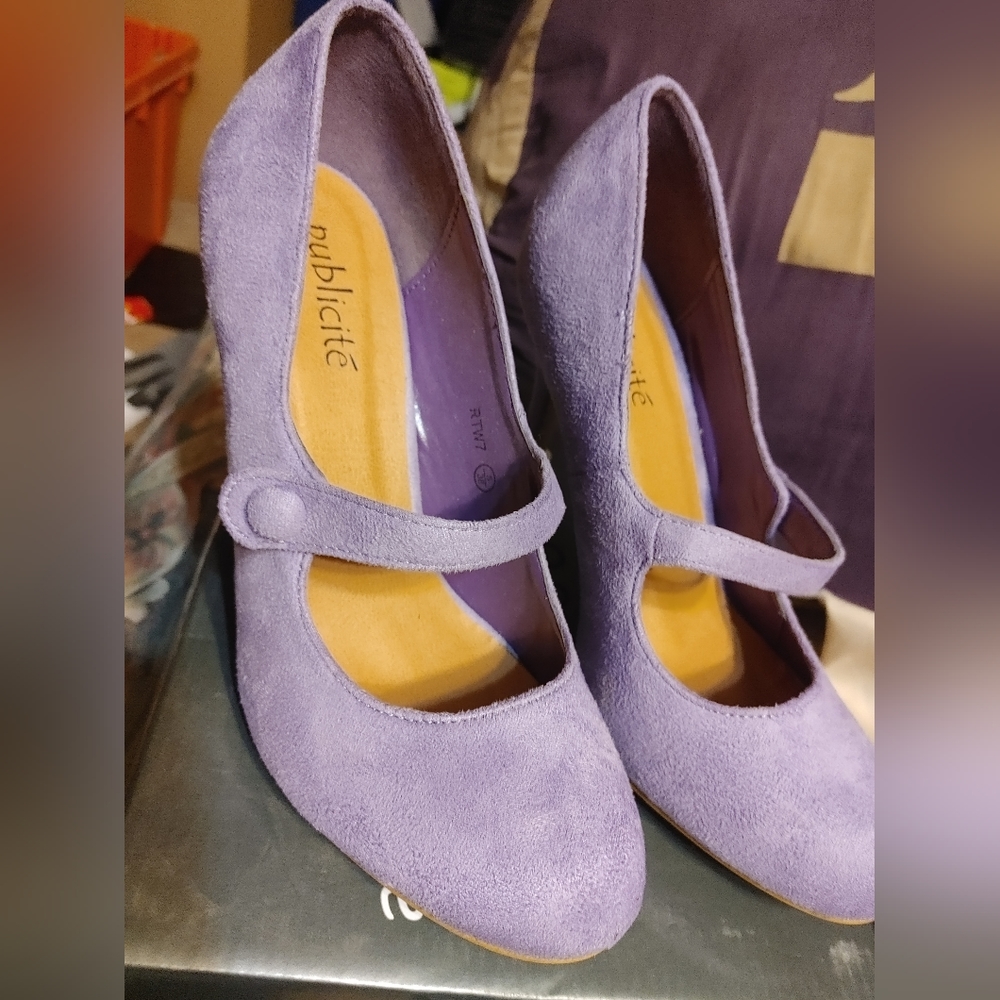 Ladies Lilac Suede High Heels Shoes New